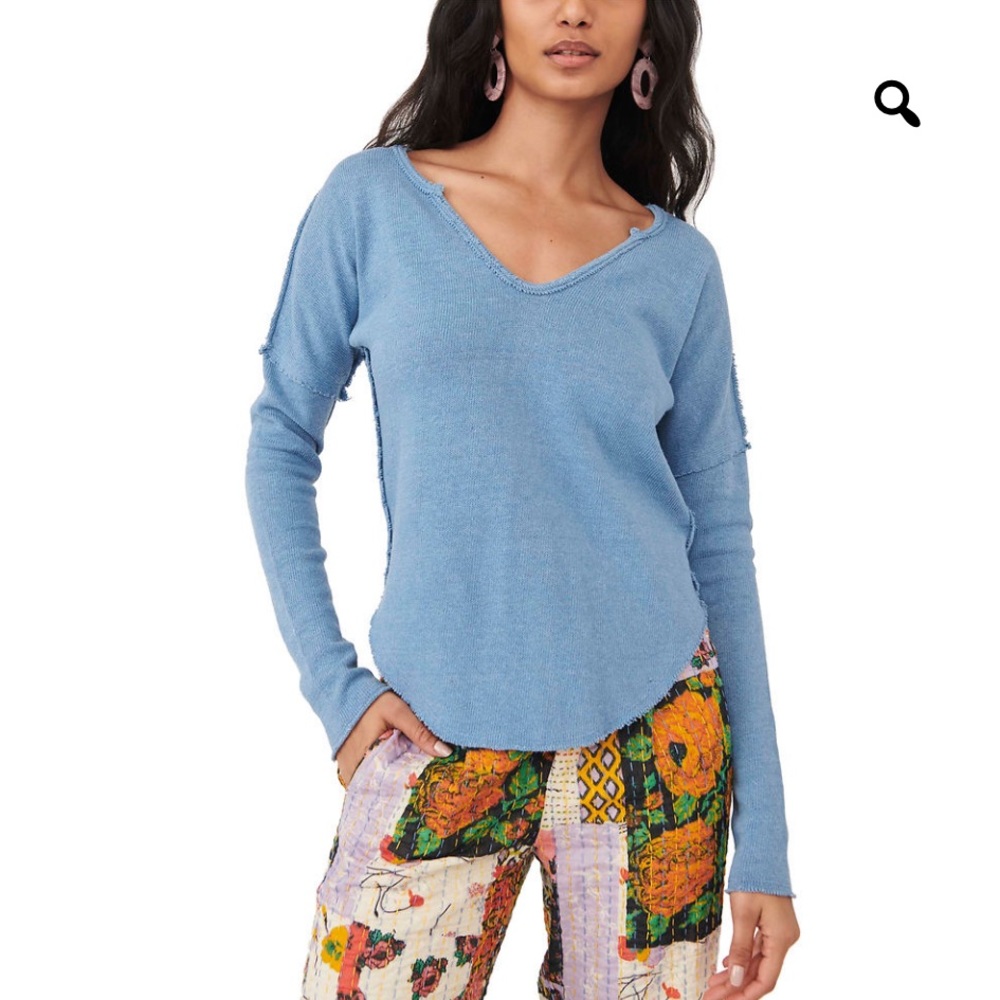 We The Free Come & Get It Raw Edge Exposed Seam Boho Chic Slouchy Sweater